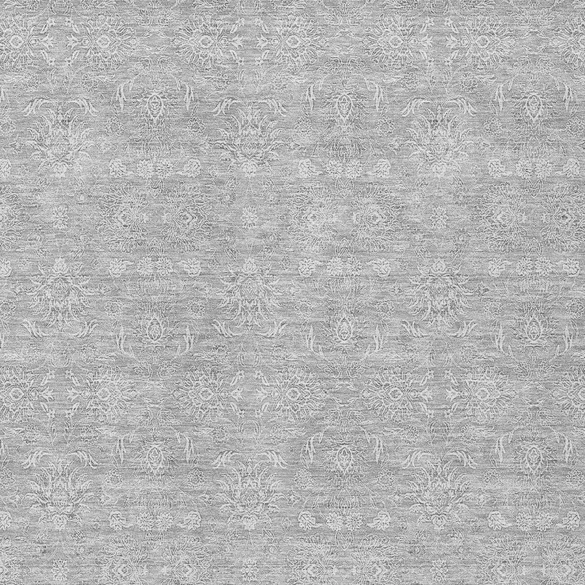 Silver Gray And Ivory Floral Washable Indoor Outdoor Area Rug Photo 4