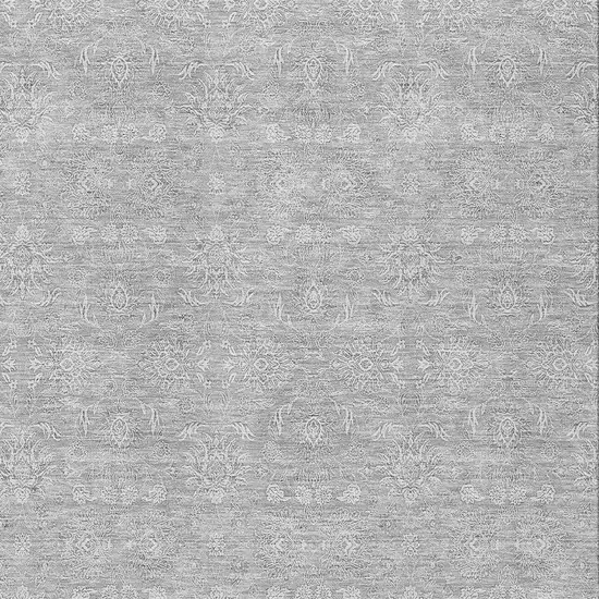 Silver Gray And Ivory Floral Washable Indoor Outdoor Area Rug Photo 4