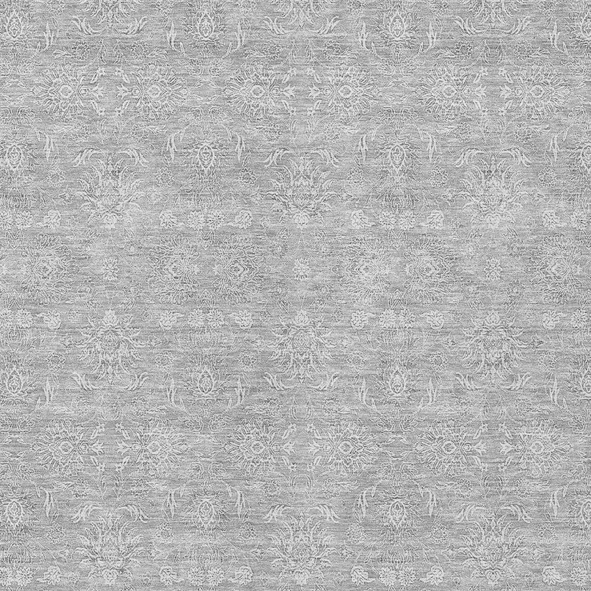 Silver Gray And Ivory Floral Washable Indoor Outdoor Area Rug Photo 4