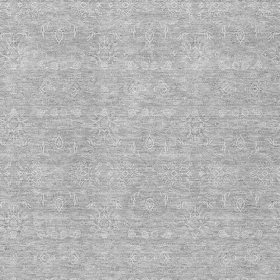 Silver Gray And Ivory Floral Washable Indoor Outdoor Area Rug Photo 4