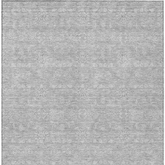 Silver Gray And Ivory Floral Washable Indoor Outdoor Area Rug Photo 6