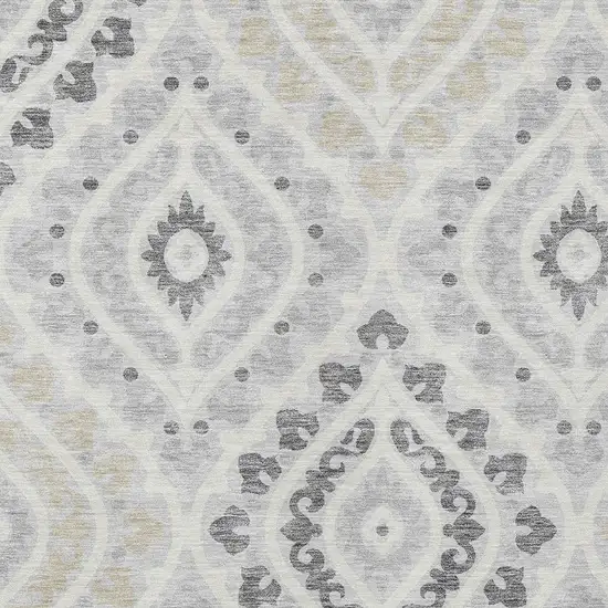 Silver Gray And Ivory Floral Washable Indoor Outdoor Area Rug Photo 4