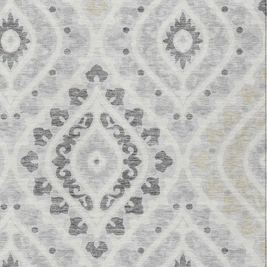Silver Gray And Ivory Floral Washable Indoor Outdoor Area Rug Photo 4