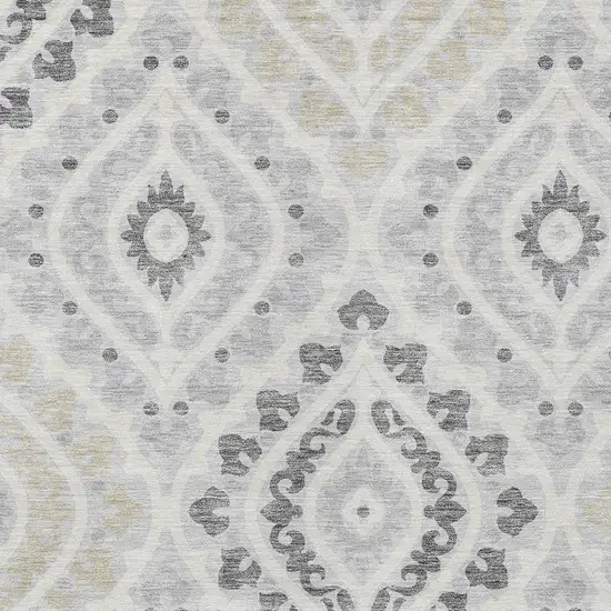 Silver Gray And Ivory Floral Washable Indoor Outdoor Area Rug Photo 4