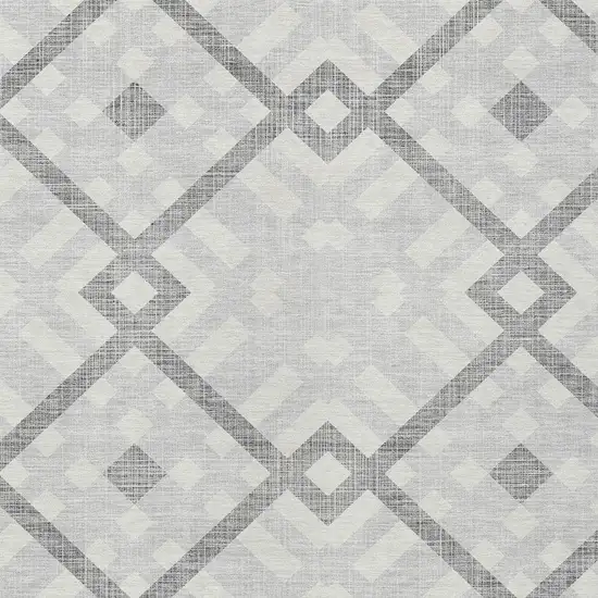 Silver Gray And Ivory Geometric Washable Indoor Outdoor Area Rug Photo 5