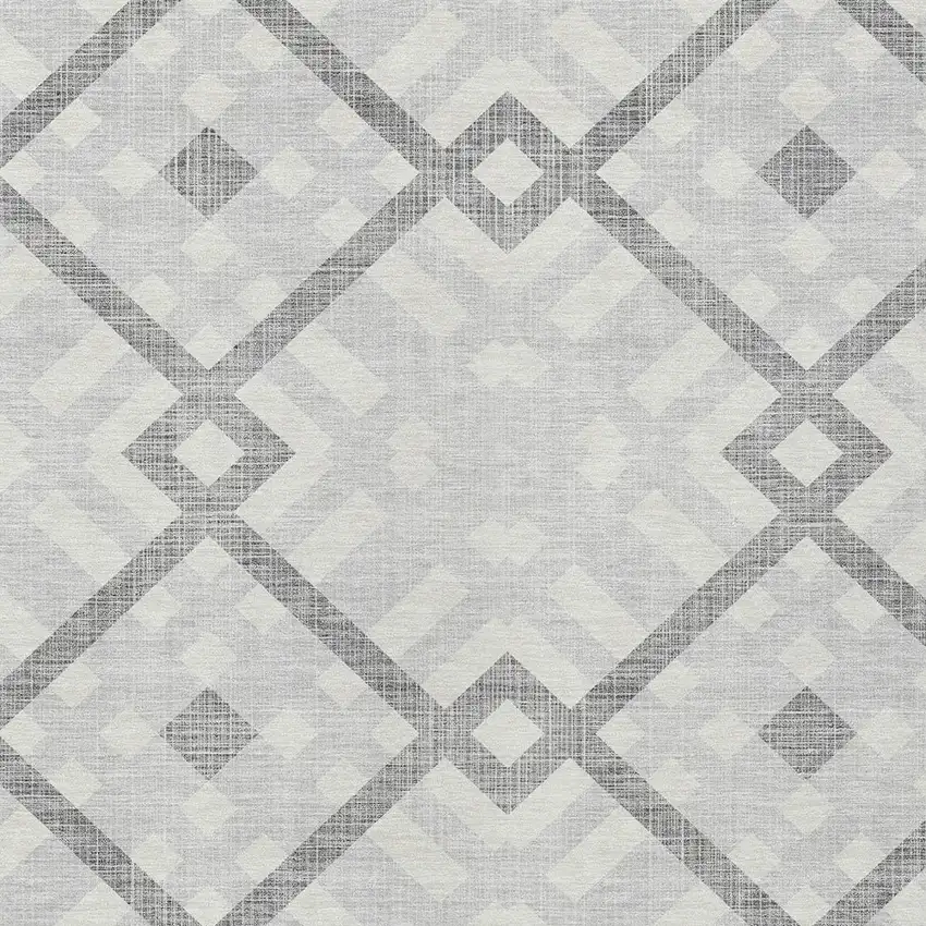Silver Gray And Ivory Geometric Washable Indoor Outdoor Area Rug Photo 5