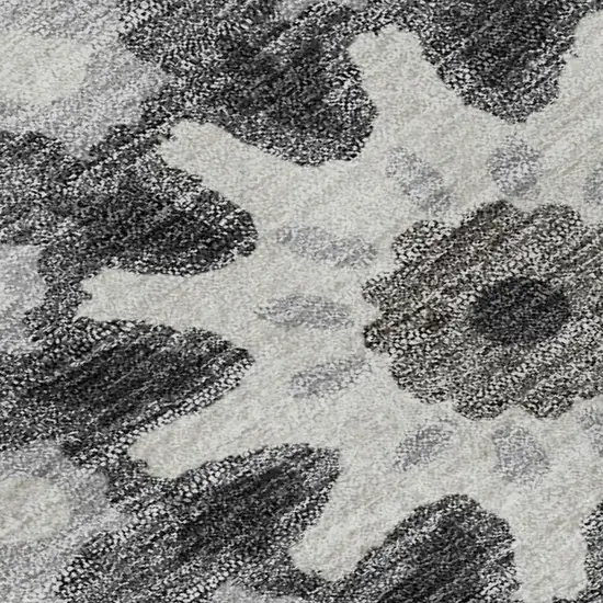 Silver Gray And Ivory Medallion Washable Area Rug With UV Protection Photo 3