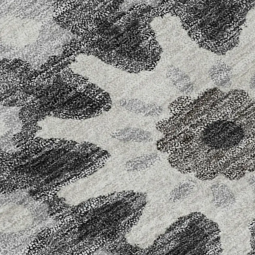 Silver Gray And Ivory Medallion Washable Area Rug With UV Protection Photo 3