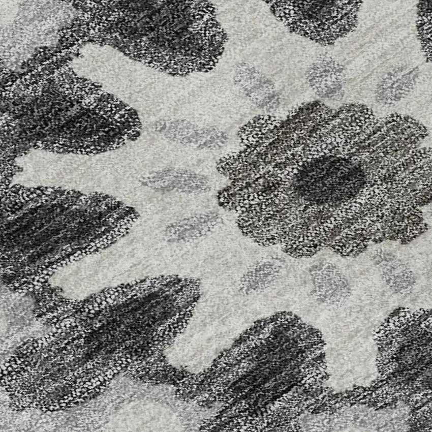 Silver Gray And Ivory Medallion Washable Area Rug With UV Protection Photo 3