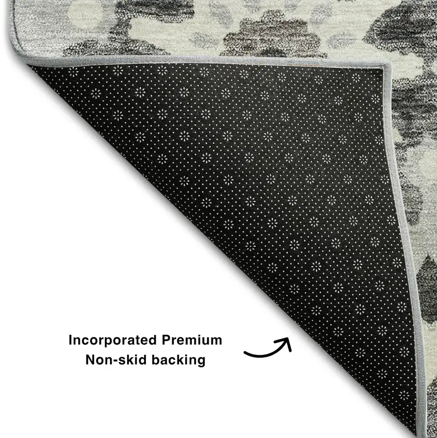 Silver Gray And Ivory Medallion Washable Area Rug With UV Protection Photo 8