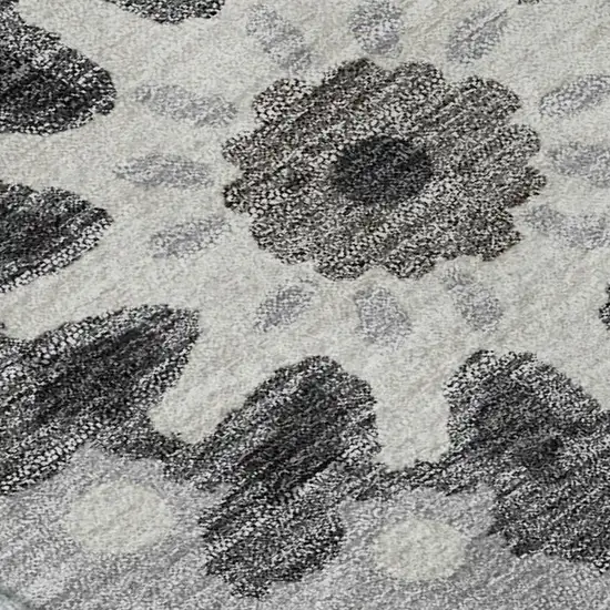 Silver Gray And Ivory Medallion Washable Area Rug With UV Protection Photo 3