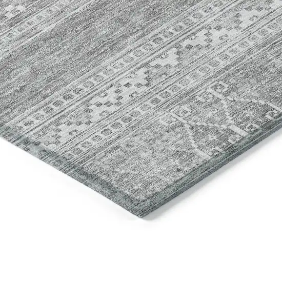 Silver Gray And Ivory Southwestern Washable Indoor Outdoor Area Rug Photo 3
