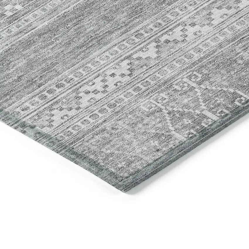 Silver Gray And Ivory Southwestern Washable Indoor Outdoor Area Rug Photo 3