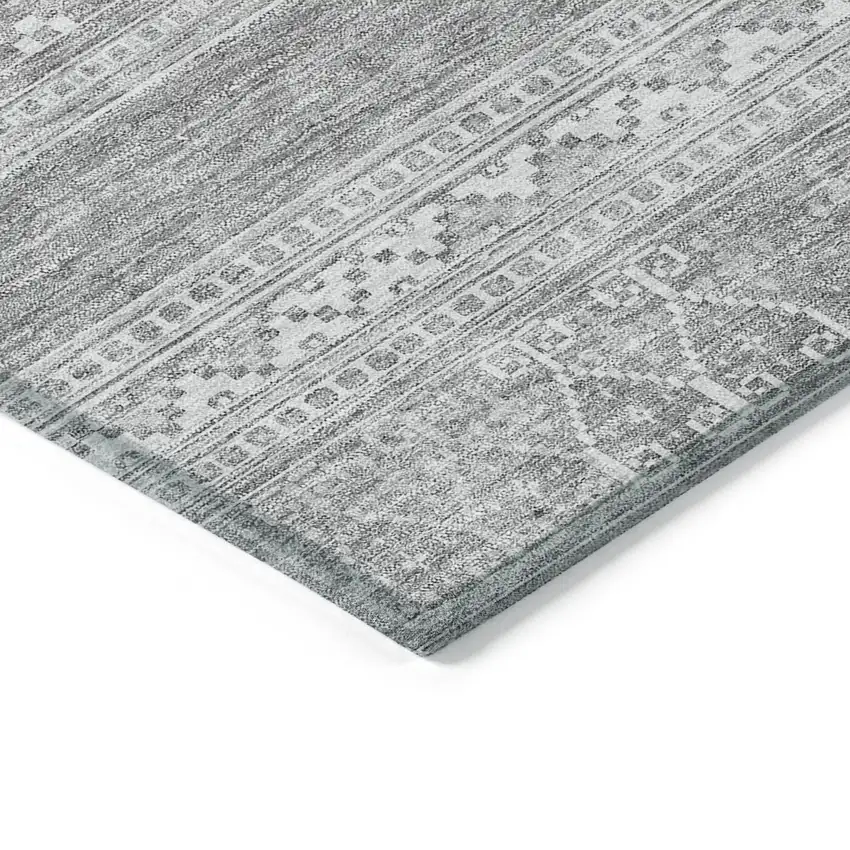 Silver Gray And Ivory Southwestern Washable Indoor Outdoor Area Rug Photo 4