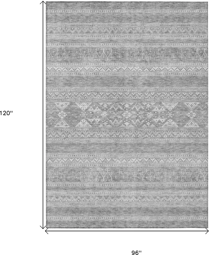Silver Gray And Ivory Southwestern Washable Indoor Outdoor Area Rug Photo 9