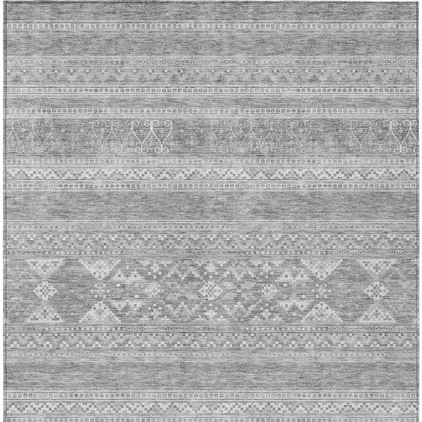 Silver Gray And Ivory Southwestern Washable Indoor Outdoor Area Rug Photo 6