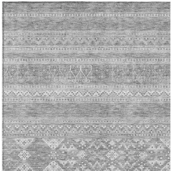 Silver Gray And Ivory Southwestern Washable Indoor Outdoor Area Rug Photo 4