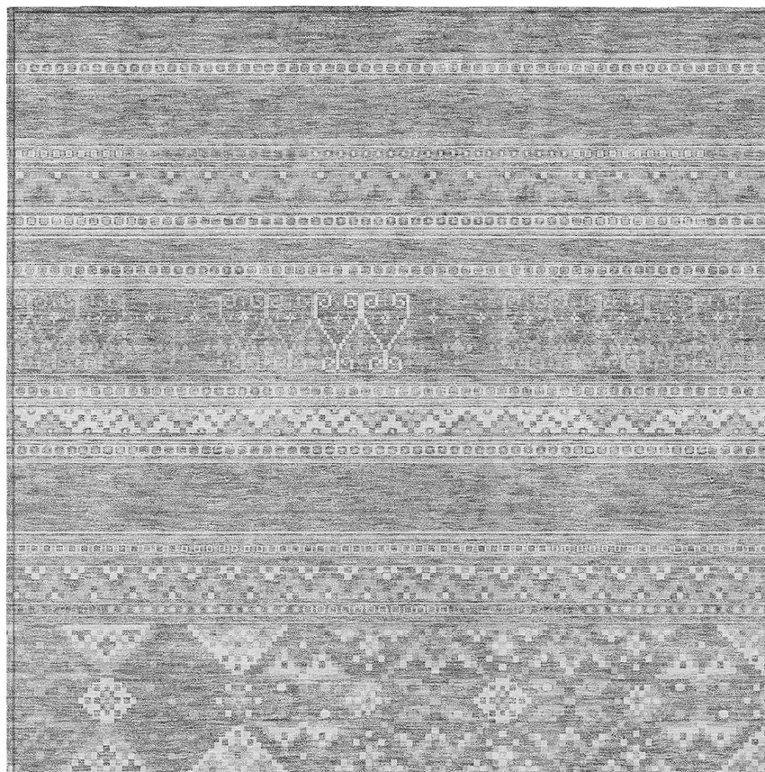 Silver Gray And Ivory Southwestern Washable Indoor Outdoor Area Rug Photo 4