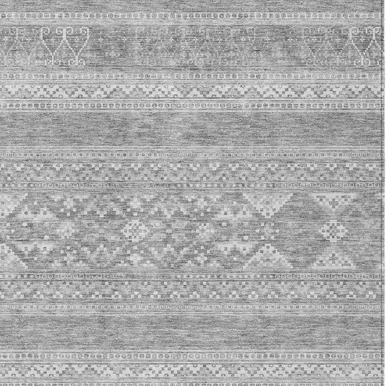 Silver Gray And Ivory Southwestern Washable Indoor Outdoor Area Rug Photo 5