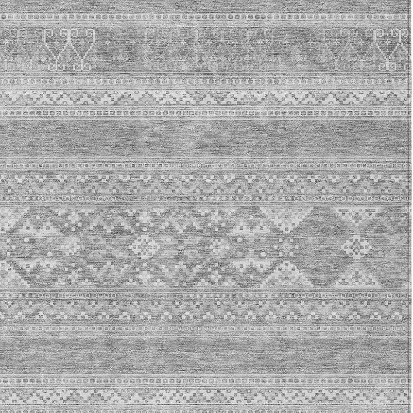 Silver Gray And Ivory Southwestern Washable Indoor Outdoor Area Rug Photo 5