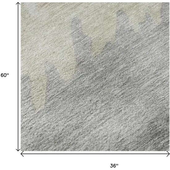 Silver Gray And Ivory Striped Washable Area Rug With UV Protection Photo 9