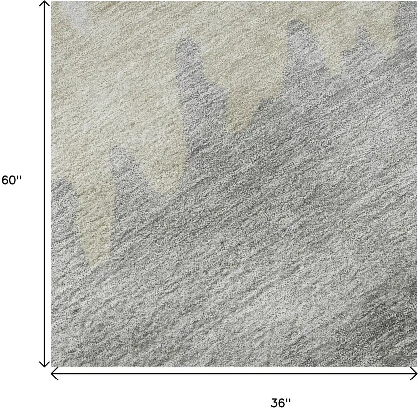 Silver Gray And Ivory Striped Washable Area Rug With UV Protection Photo 9