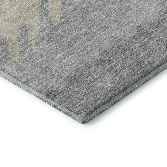 Silver Gray And Ivory Striped Washable Area Rug With UV Protection Photo 7