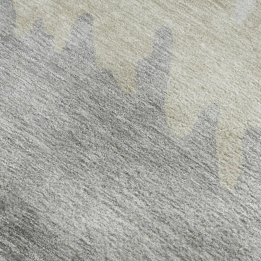 Silver Gray And Ivory Striped Washable Area Rug With UV Protection Photo 2