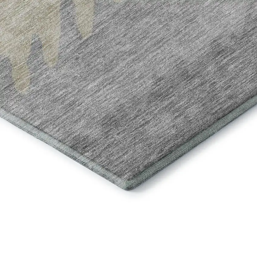 Silver Gray And Ivory Striped Washable Area Rug With UV Protection Photo 6