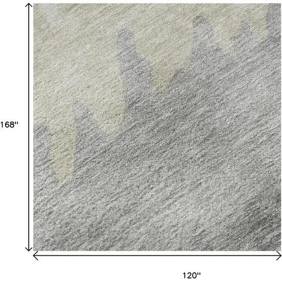 Silver Gray And Ivory Striped Washable Area Rug With UV Protection Photo 9