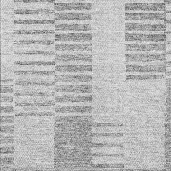 Silver Gray And Ivory Striped Washable Indoor Outdoor Area Rug Photo 5