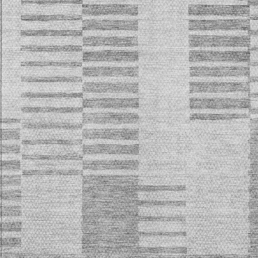 Silver Gray And Ivory Striped Washable Indoor Outdoor Area Rug Photo 5