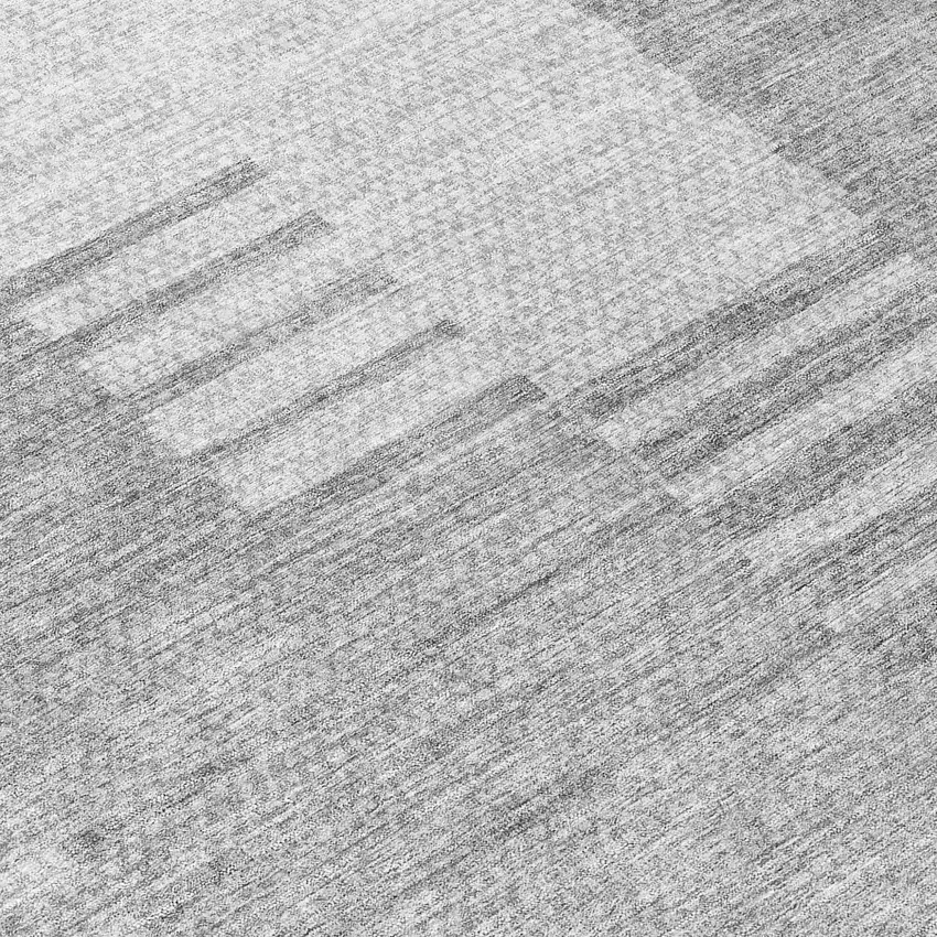 Silver Gray And Ivory Striped Washable Indoor Outdoor Area Rug Photo 7
