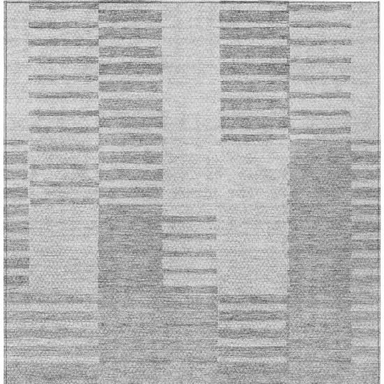 Silver Gray And Ivory Striped Washable Indoor Outdoor Area Rug Photo 6