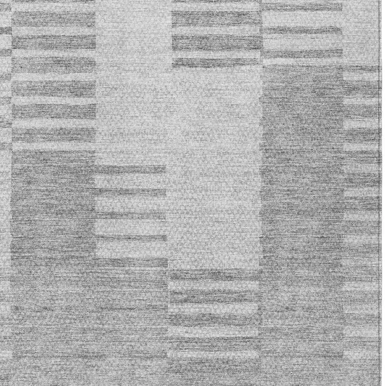 Silver Gray And Ivory Striped Washable Indoor Outdoor Area Rug Photo 5