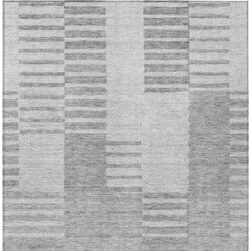 Silver Gray And Ivory Striped Washable Indoor Outdoor Area Rug Photo 6