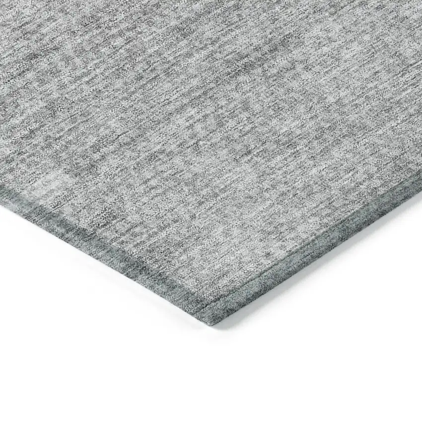 Silver Gray And Ivory Striped Washable Indoor Outdoor Area Rug Photo 4