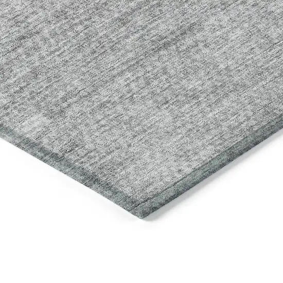 Silver Gray And Ivory Striped Washable Indoor Outdoor Area Rug Photo 4