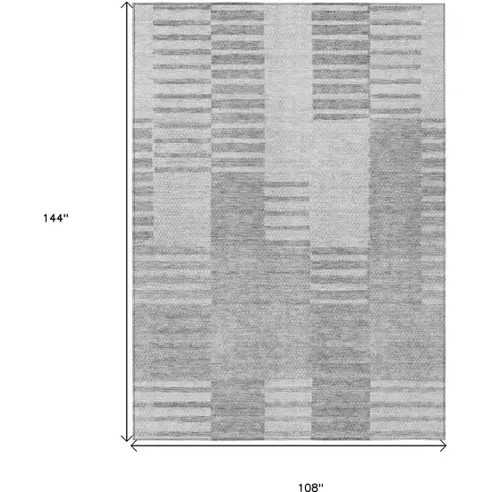 Silver Gray And Ivory Striped Washable Indoor Outdoor Area Rug Photo 3