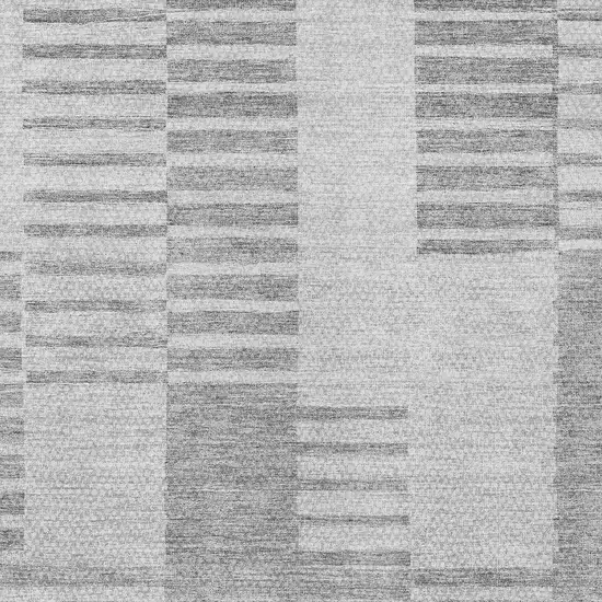 Silver Gray And Ivory Striped Washable Indoor Outdoor Area Rug Photo 5