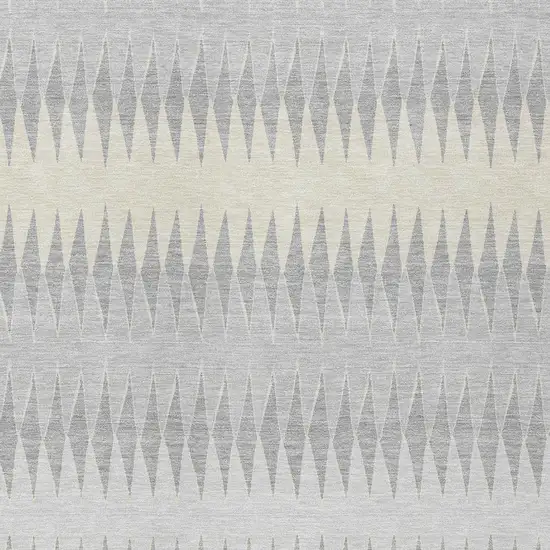 Silver Gray And Ivory Striped Washable Indoor Outdoor Area Rug Photo 6
