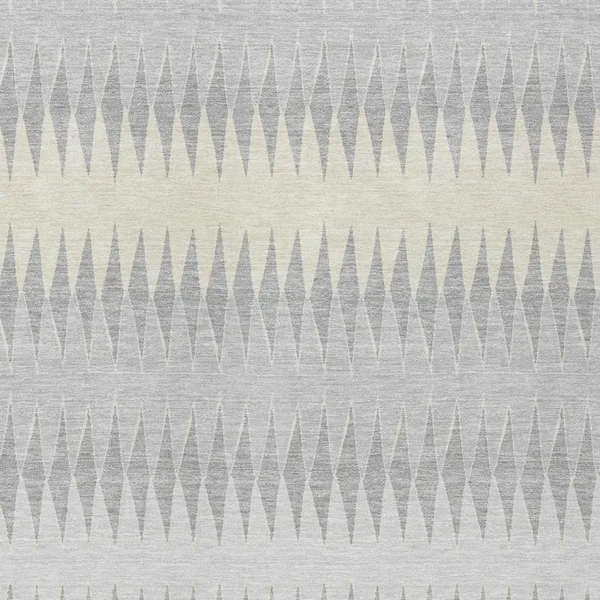 Silver Gray And Ivory Striped Washable Indoor Outdoor Area Rug Photo 6
