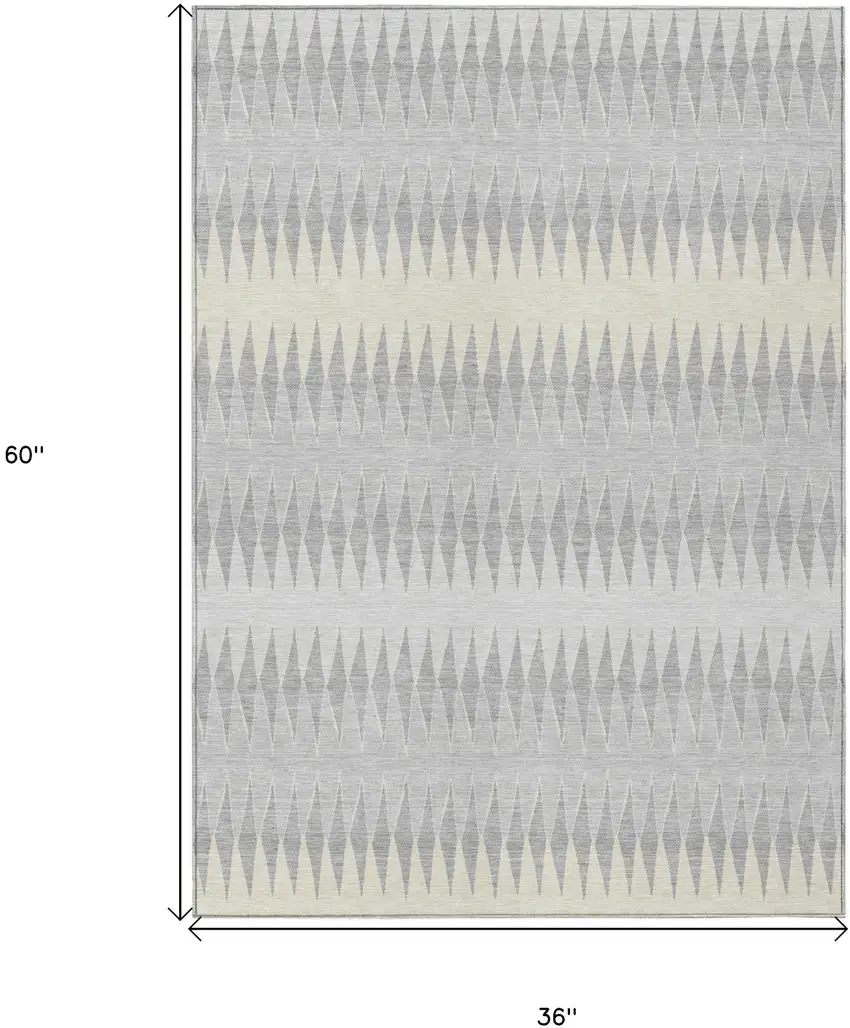 Silver Gray And Ivory Striped Washable Indoor Outdoor Area Rug Photo 3
