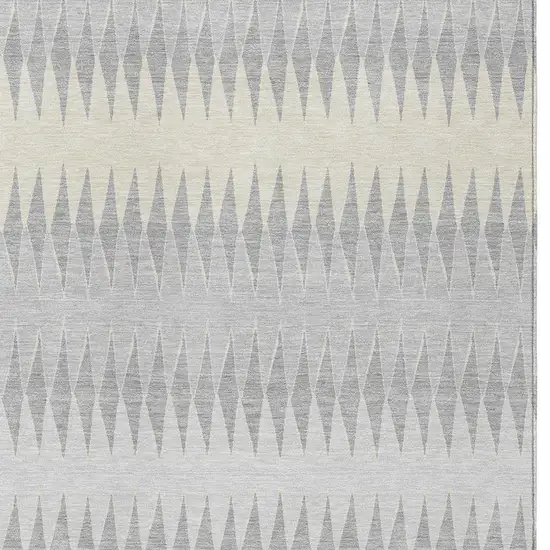 Silver Gray And Ivory Striped Washable Indoor Outdoor Area Rug Photo 6