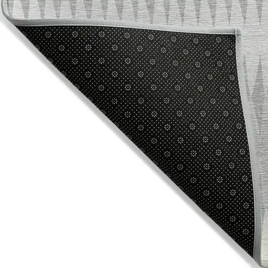 Silver Gray And Ivory Striped Washable Indoor Outdoor Area Rug Photo 4
