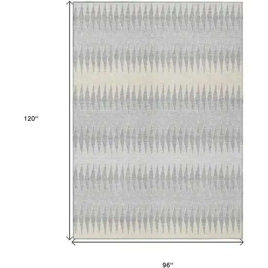 Silver Gray And Ivory Striped Washable Indoor Outdoor Area Rug Photo 3