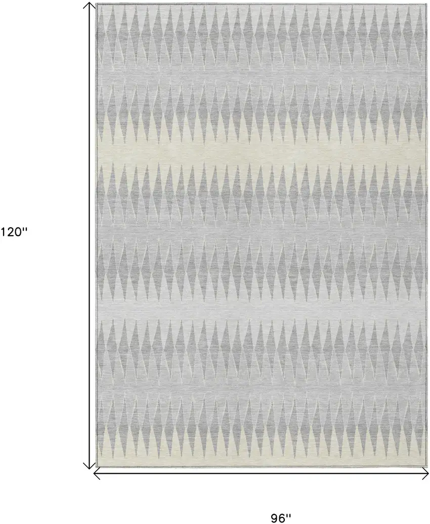 Silver Gray And Ivory Striped Washable Indoor Outdoor Area Rug Photo 3