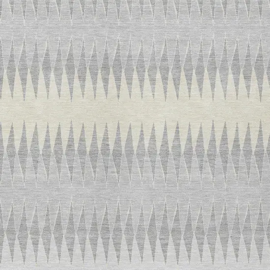 Silver Gray And Ivory Striped Washable Indoor Outdoor Area Rug Photo 6