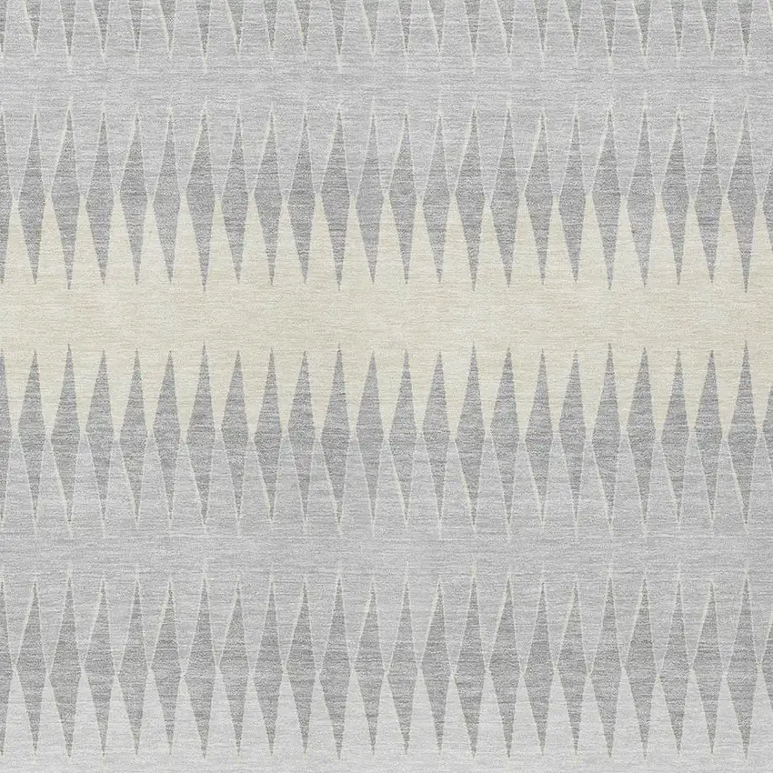 Silver Gray And Ivory Striped Washable Indoor Outdoor Area Rug Photo 6