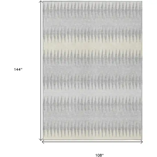 Silver Gray And Ivory Striped Washable Indoor Outdoor Area Rug Photo 3